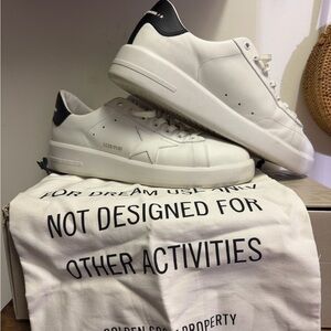 Golden Goose Leather Sneakers in White and Black